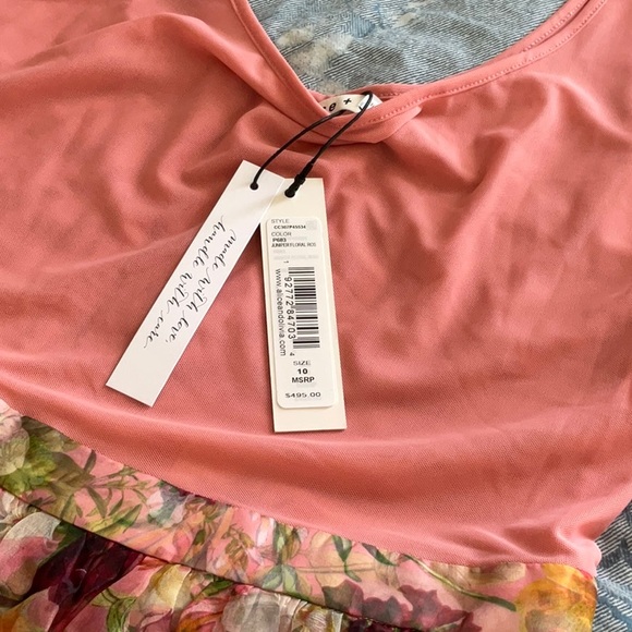 ALICE +OLIVIA CHARA MIXED MEDIA STRECH MESH PANELED SIZE 10 color floral - Picture 12 of 12